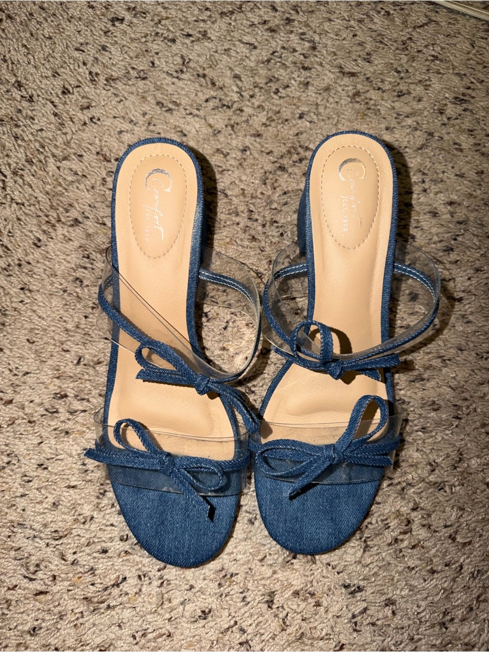 Comfortable Blue Denim Bow Sandals - Women